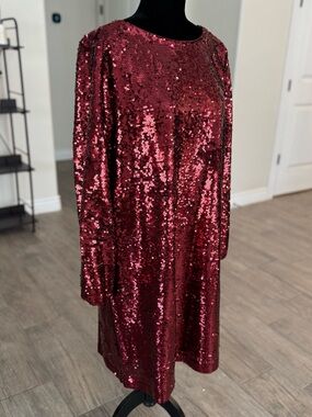 Ann Taylor Burgundy Sequin Dress Size XL